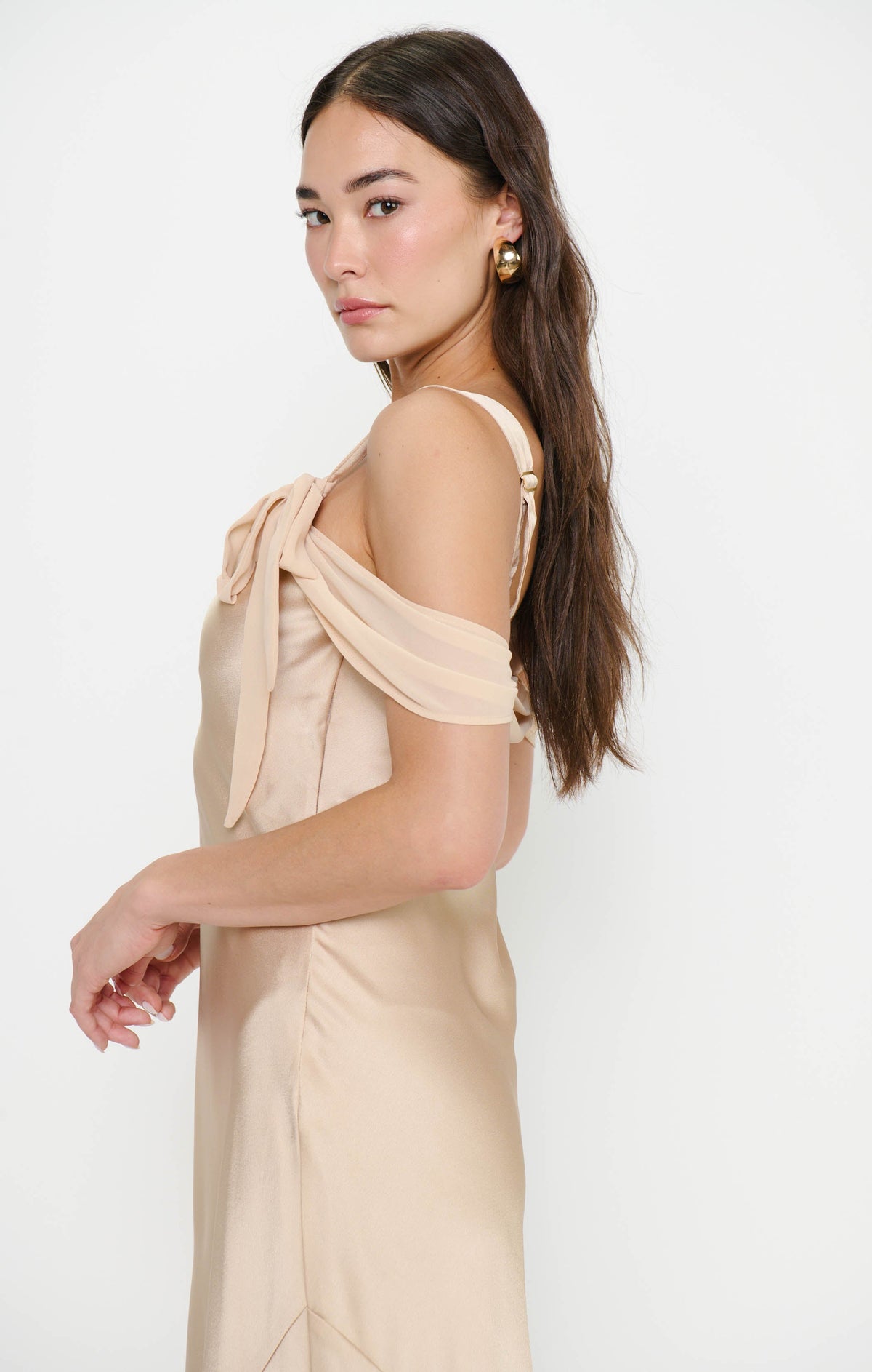 Bella Maxi Dress ~ Champagne Luxe Satin