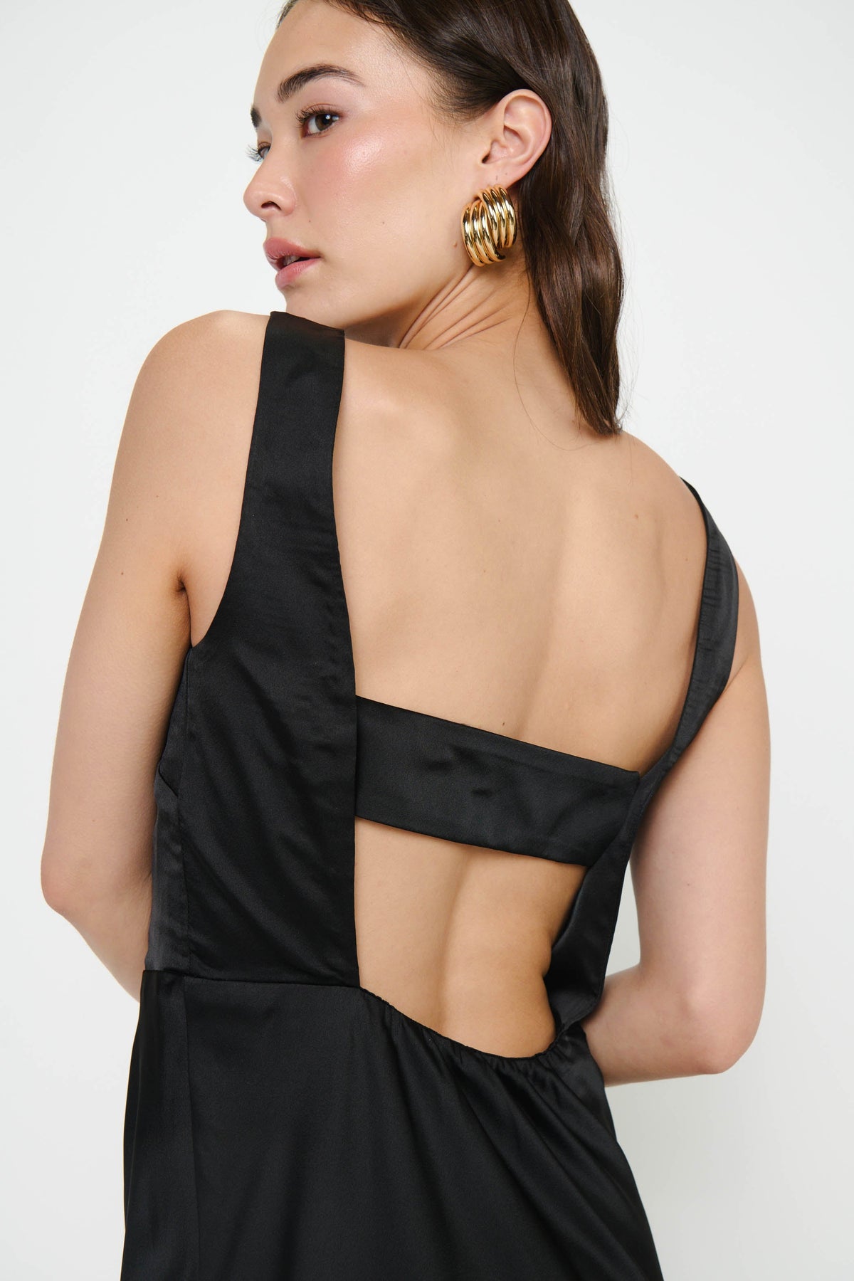 Candice Dress ~ Black Luxe Satin
