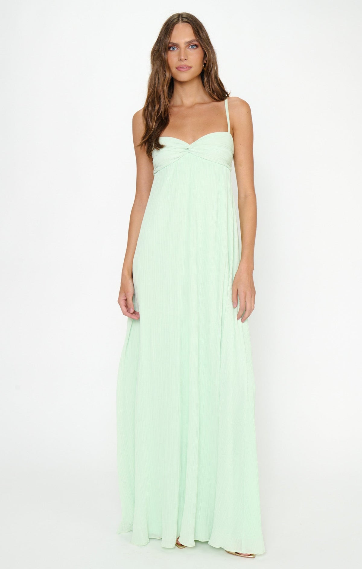 Libby Maxi Dress ~ Pistachio Pleated Chiffon