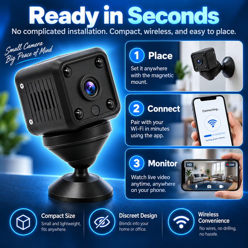 Smart WiFi Security Camera – HD Night Vision, Motion Detection & Low-Power Monitoring