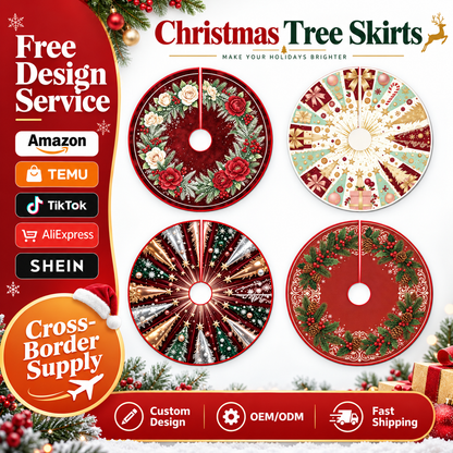 🎄 Christmas Tree Skirt – Festive Holiday Tree Base Cover in 3 Sizes