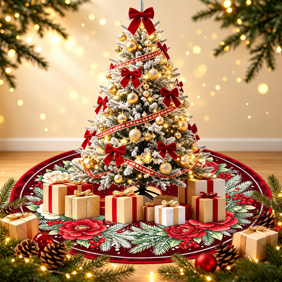 🎄 Christmas Tree Skirt – Festive Holiday Tree Base Cover in 3 Sizes