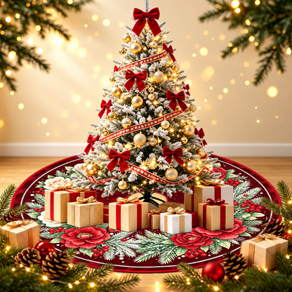 🎄 Christmas Tree Skirt – Festive Holiday Tree Base Cover in 3 Sizes