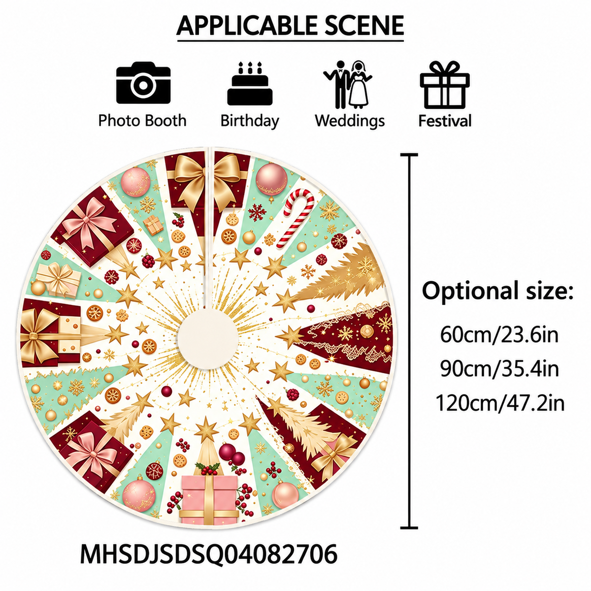 🎄 Christmas Tree Skirt – Festive Holiday Tree Base Cover in 3 Sizes