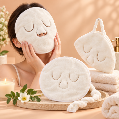 ✨ Reusable Plush Facial Compress Mask – Soft Hot & Cold Face Towel for Relaxing Skincare