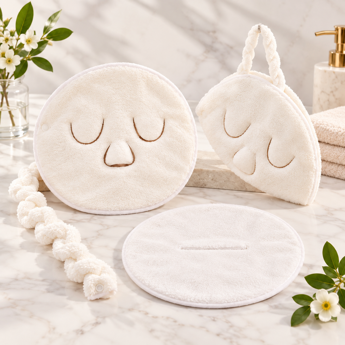 ✨ Reusable Plush Facial Compress Mask – Soft Hot & Cold Face Towel for Relaxing Skincare