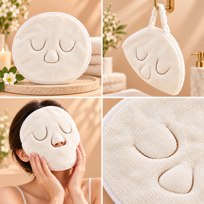 ✨ Reusable Plush Facial Compress Mask – Soft Hot & Cold Face Towel for Relaxing Skincare