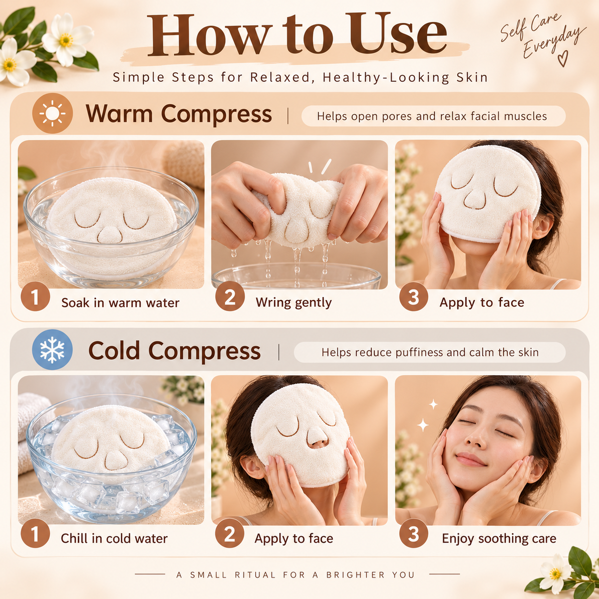 ✨ Reusable Plush Facial Compress Mask – Soft Hot & Cold Face Towel for Relaxing Skincare