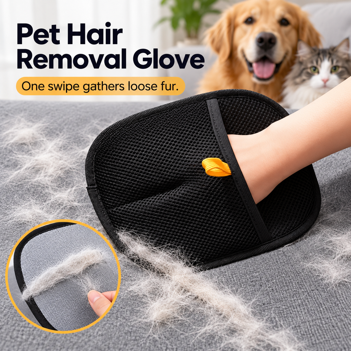 Reusable Pet Hair Removal Glove – Dual-Sided Fur Cleaning Mitt for Clothes, Sofas & Furniture