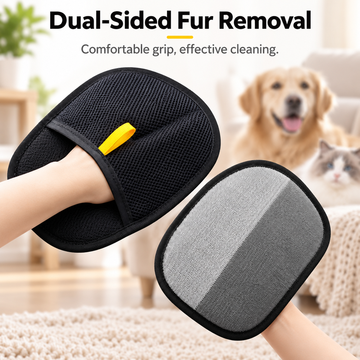 Reusable Pet Hair Removal Glove – Dual-Sided Fur Cleaning Mitt for Clothes, Sofas & Furniture