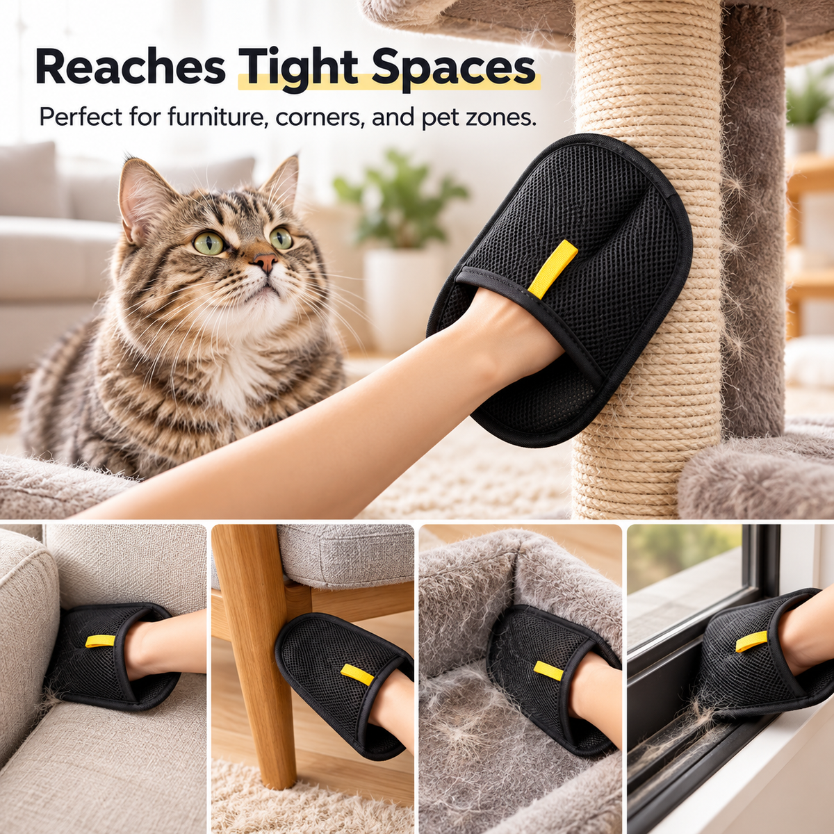 Reusable Pet Hair Removal Glove – Dual-Sided Fur Cleaning Mitt for Clothes, Sofas & Furniture