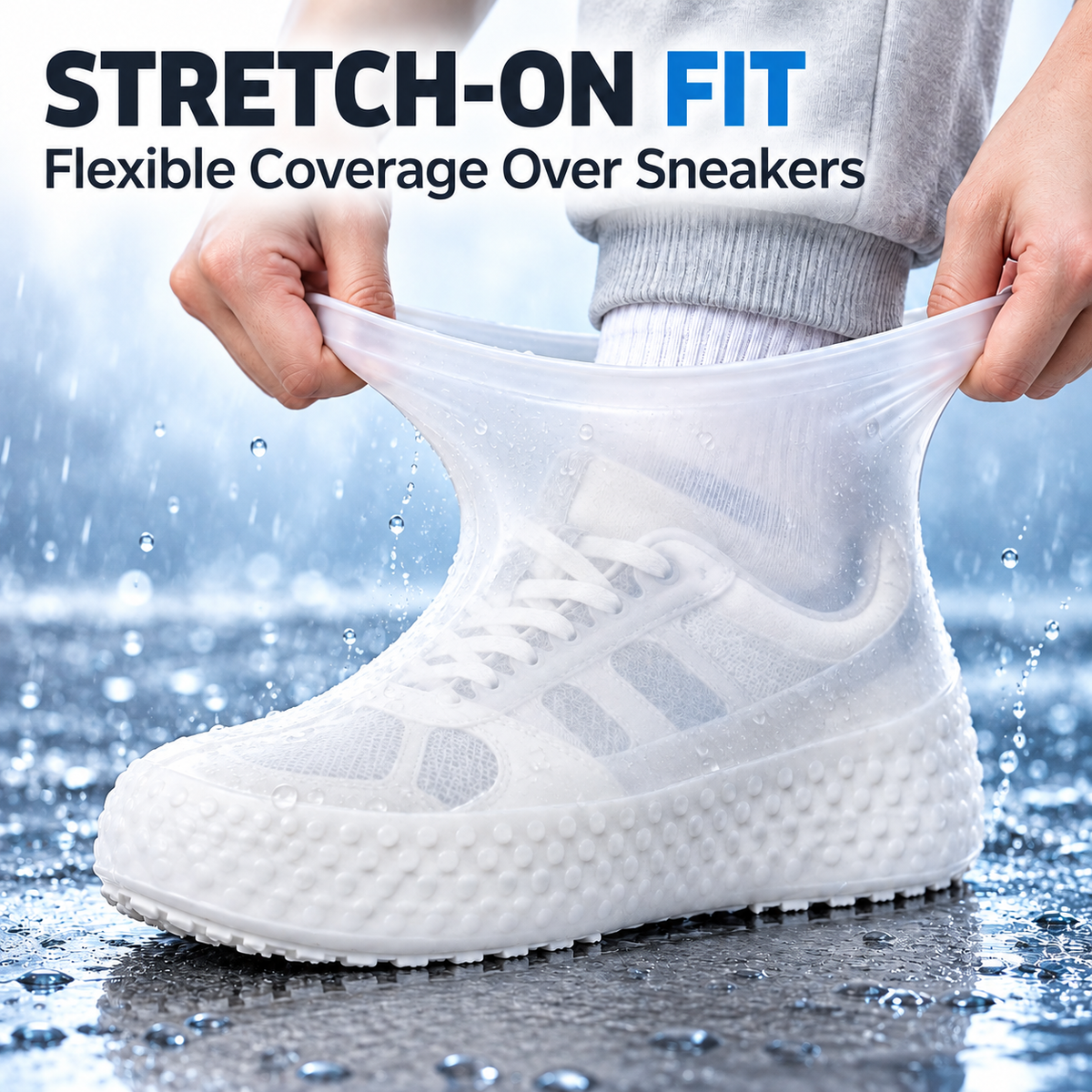 Packable Stretch-On Rain Shoe Covers – Reusable Waterproof Overshoes for Everyday Footwear
