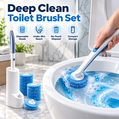 Disposable Toilet Brush Set with 36 Brush Heads – 3 Fresh Cleaning Scents, No-Touch Disposal & Storage Holder