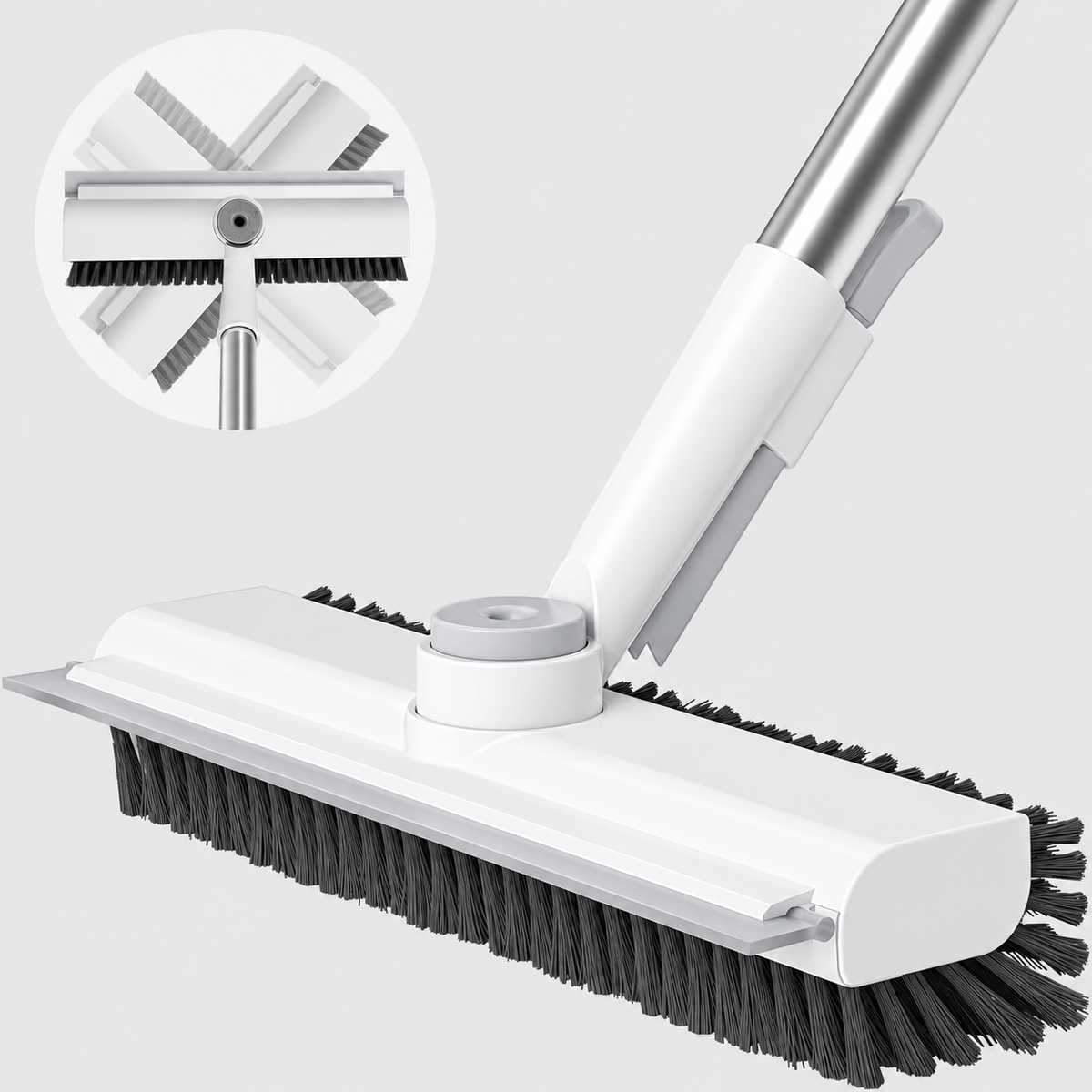 3-in-1 Rotating Floor Scrub Brush with Squeegee