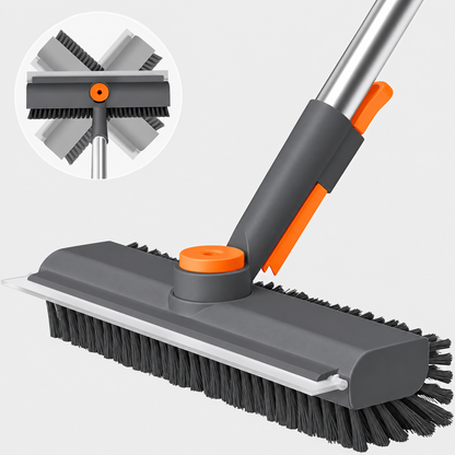 3-in-1 Rotating Floor Scrub Brush with Squeegee