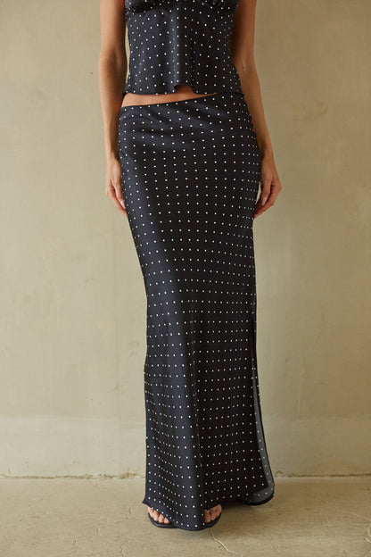 Demi Satin Polka Dot Maxi Skirt