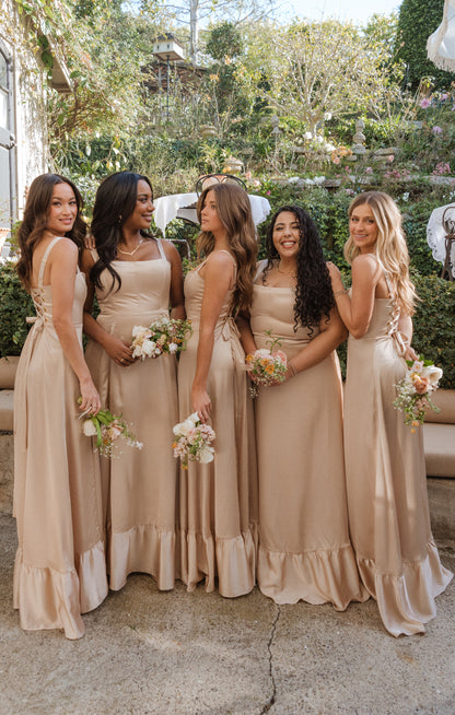 Clarissa Corset Dress ~ Champagne Luxe Satin
