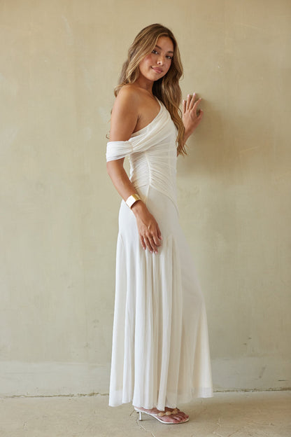 Ellasandra Mesh Draped Maxi Dress