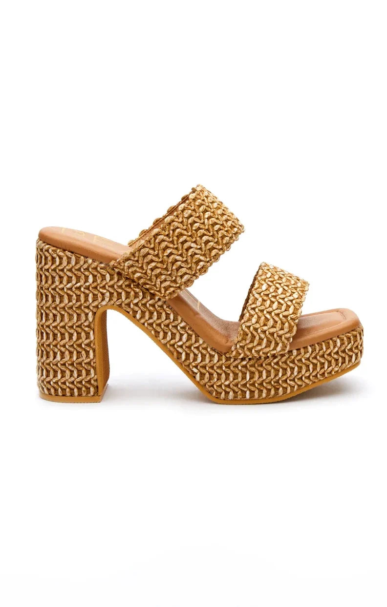 Matisse Gem Platform Heel ~ Cognac