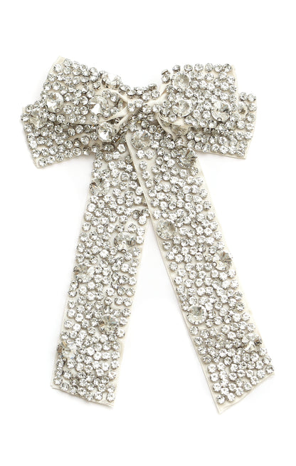 Crystal Hair Bow ~ Silver
