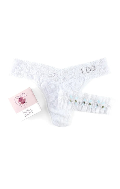 Hanky Panky I Do Original Rise Thong & Garter Box Set ~ White