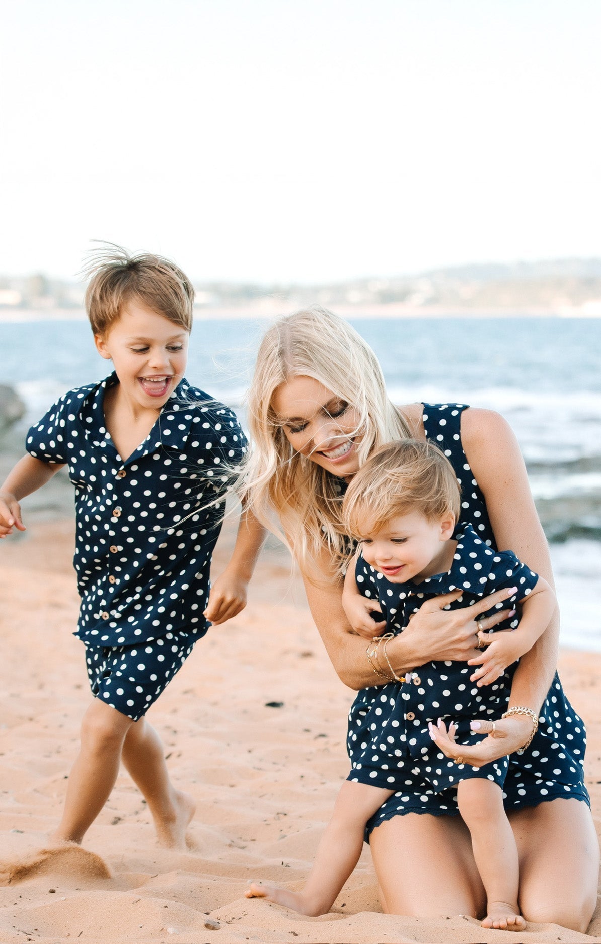 Lil Easy Shorts ~ Navy Polka Dot