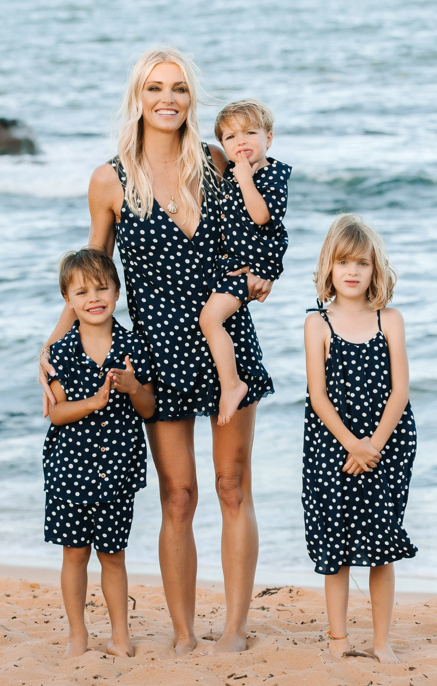 Lil Easy Shorts ~ Navy Polka Dot