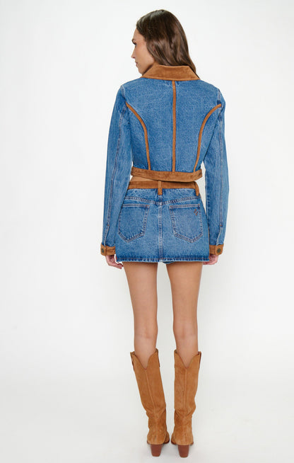 Dawson Skort ~ Indigo with Faux Suede