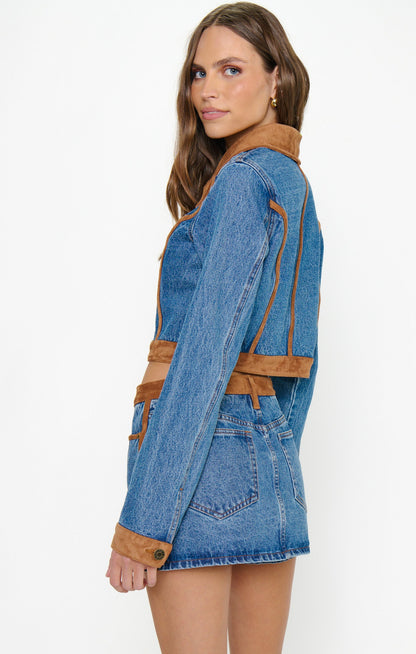 Dawson Skort ~ Indigo with Faux Suede