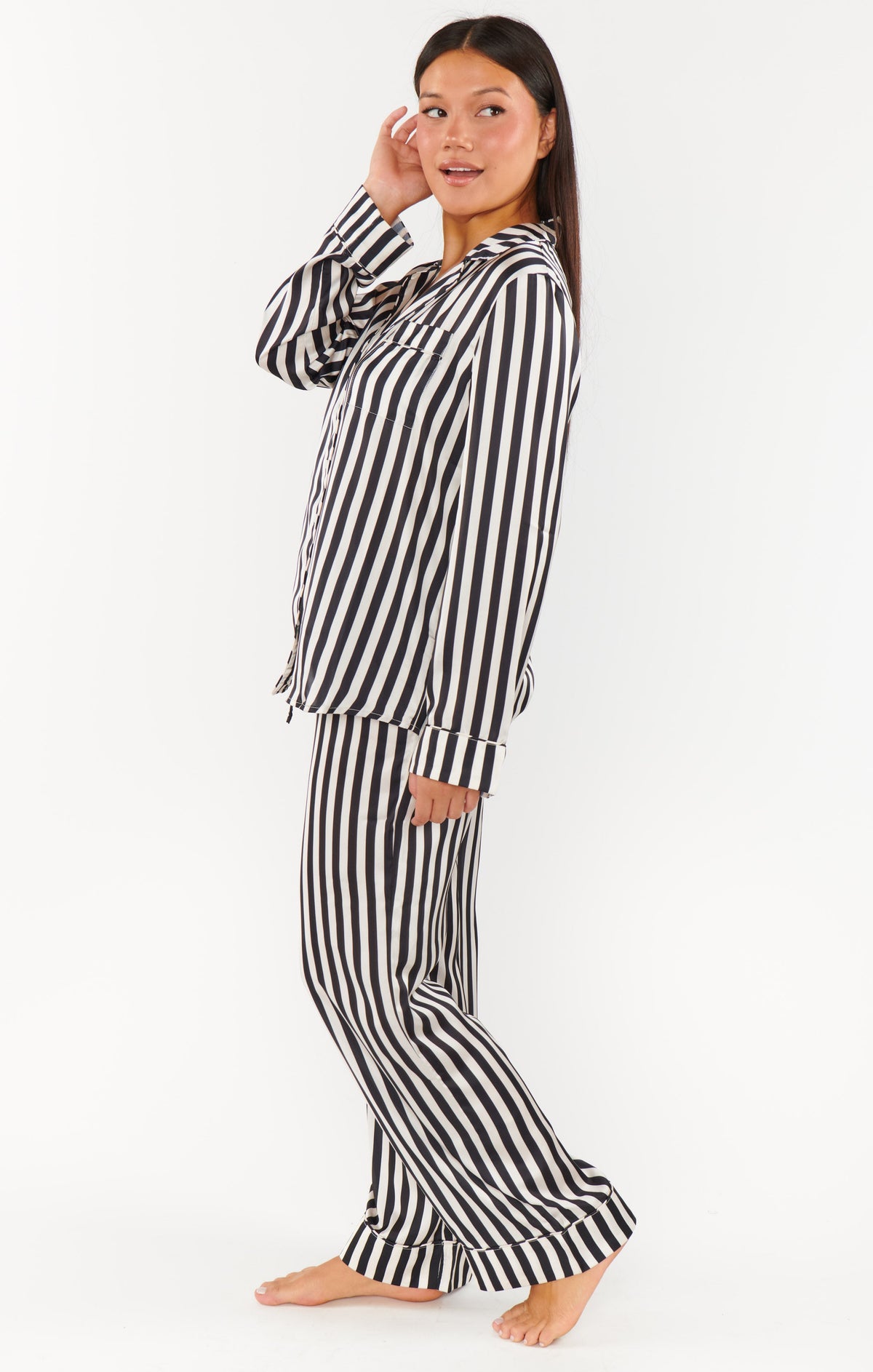 Classic PJ Set ~ Midnight Stripe Silky