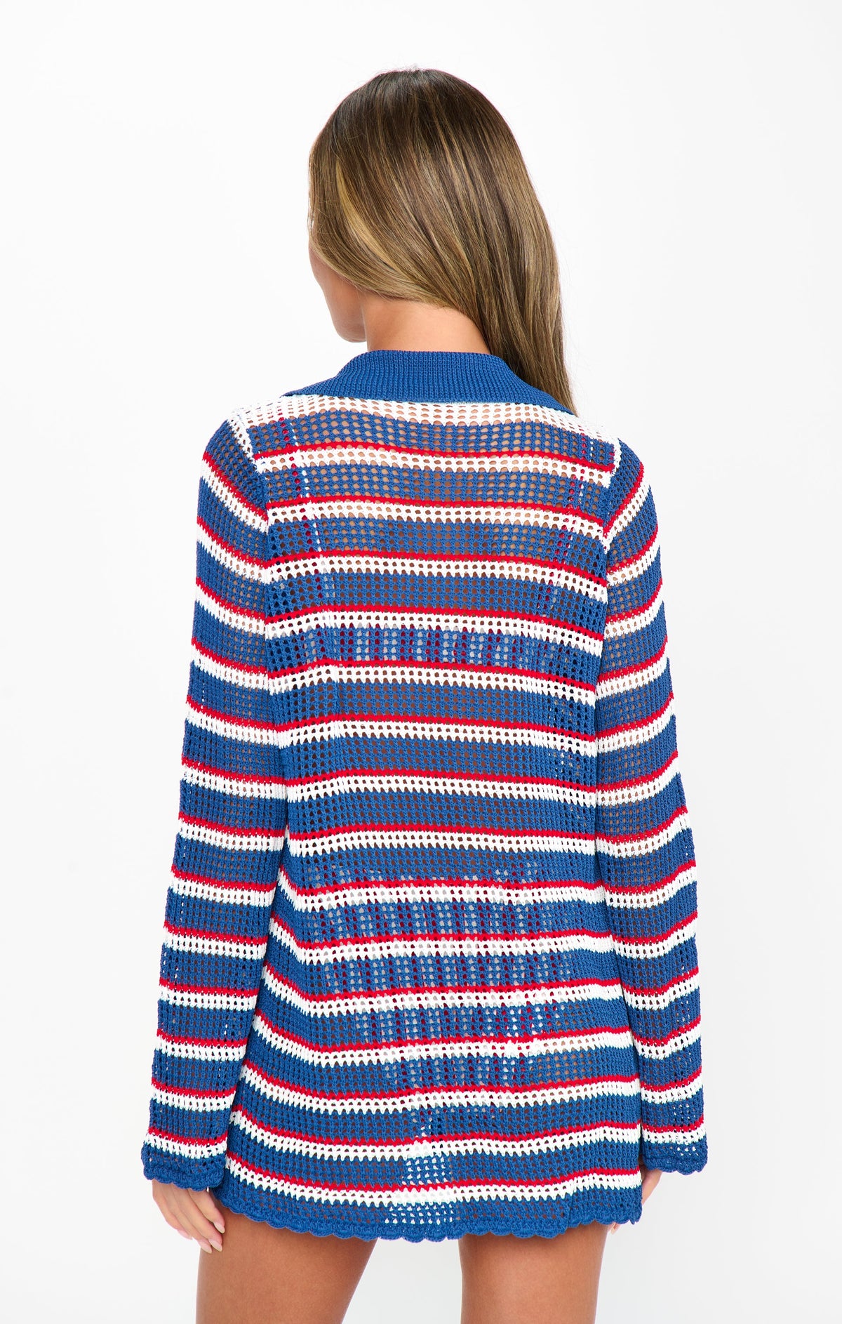 Button Up Coverup ~ Montauk Stripe Crochet