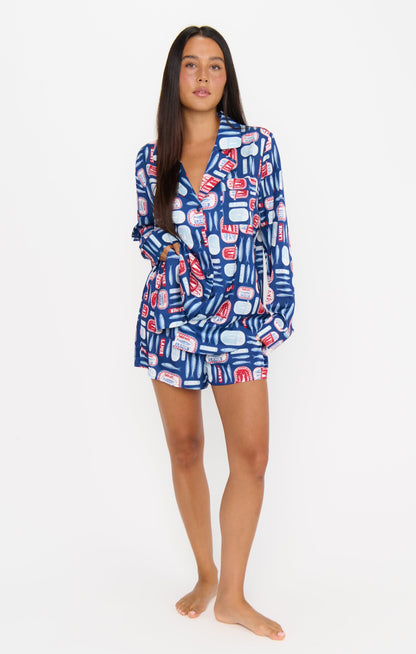 Beauty Sleep PJ Set ~ Navy Salty Sardines Silky