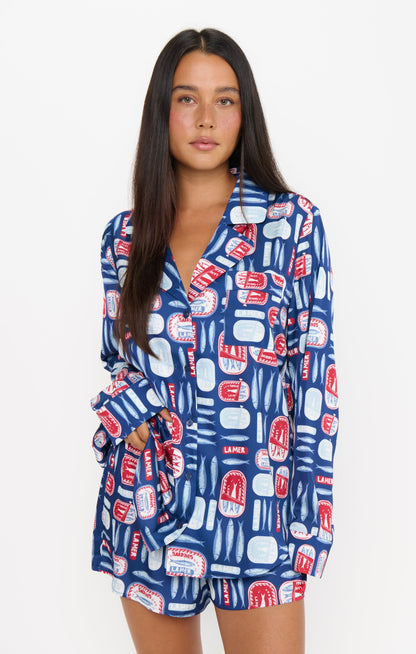 Beauty Sleep PJ Set ~ Navy Salty Sardines Silky