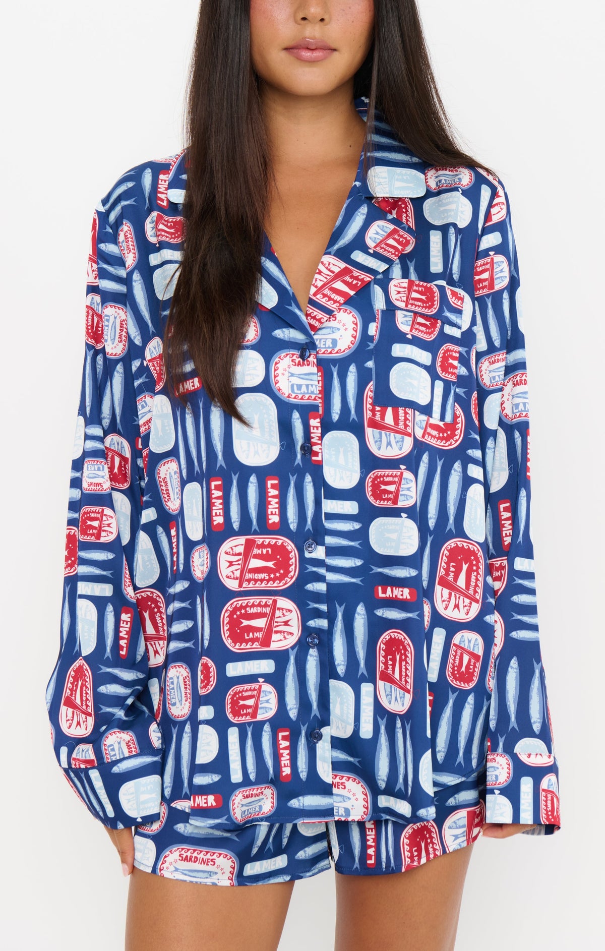 Beauty Sleep PJ Set ~ Navy Salty Sardines Silky