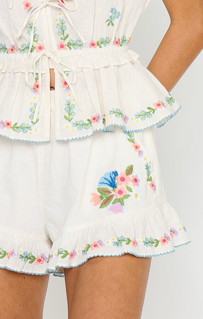 Cannes Shorts ~ Wild Meadow Embroidery