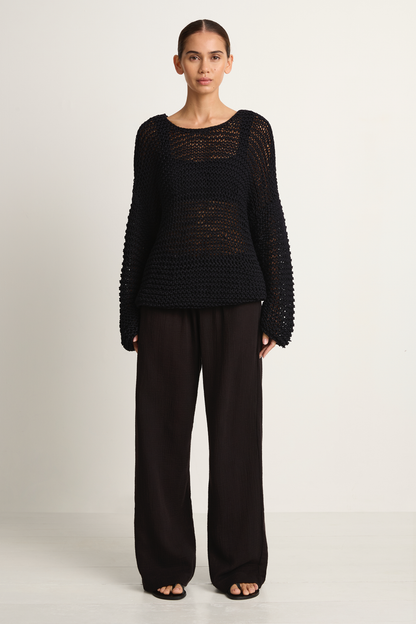 Mikoh Mehetia Knit Drop Shoulder Long Sleeve Top - Night