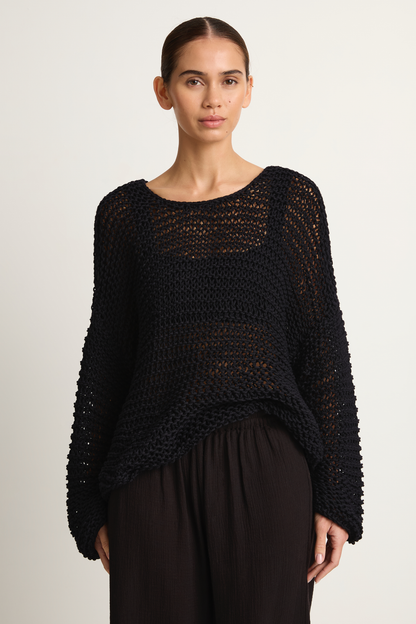 Mikoh Mehetia Knit Drop Shoulder Long Sleeve Top - Night