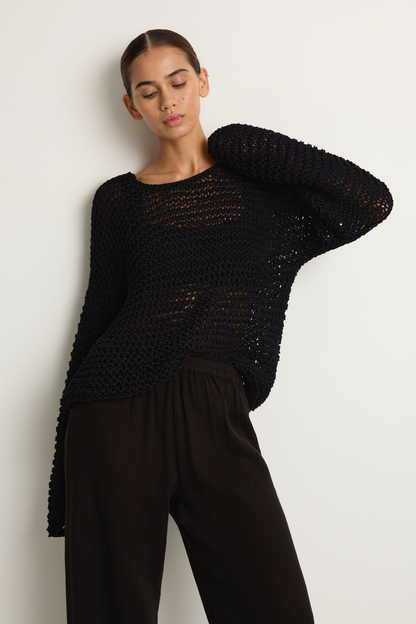 Mikoh Mehetia Knit Drop Shoulder Long Sleeve Top - Night