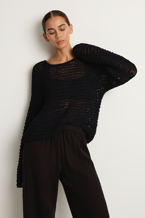 Mikoh Mehetia Knit Drop Shoulder Long Sleeve Top - Night