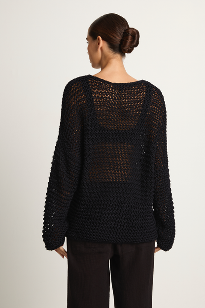 Mikoh Mehetia Knit Drop Shoulder Long Sleeve Top - Night