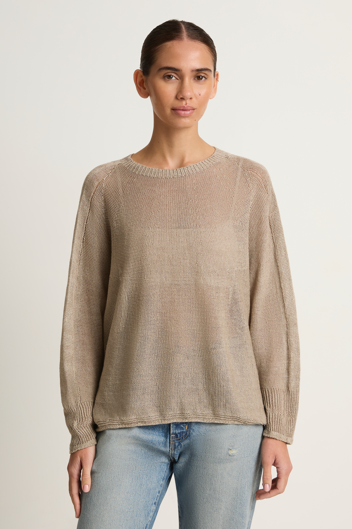 Pas De Calais Normandy Linen Crew Neck Pullover - Natural