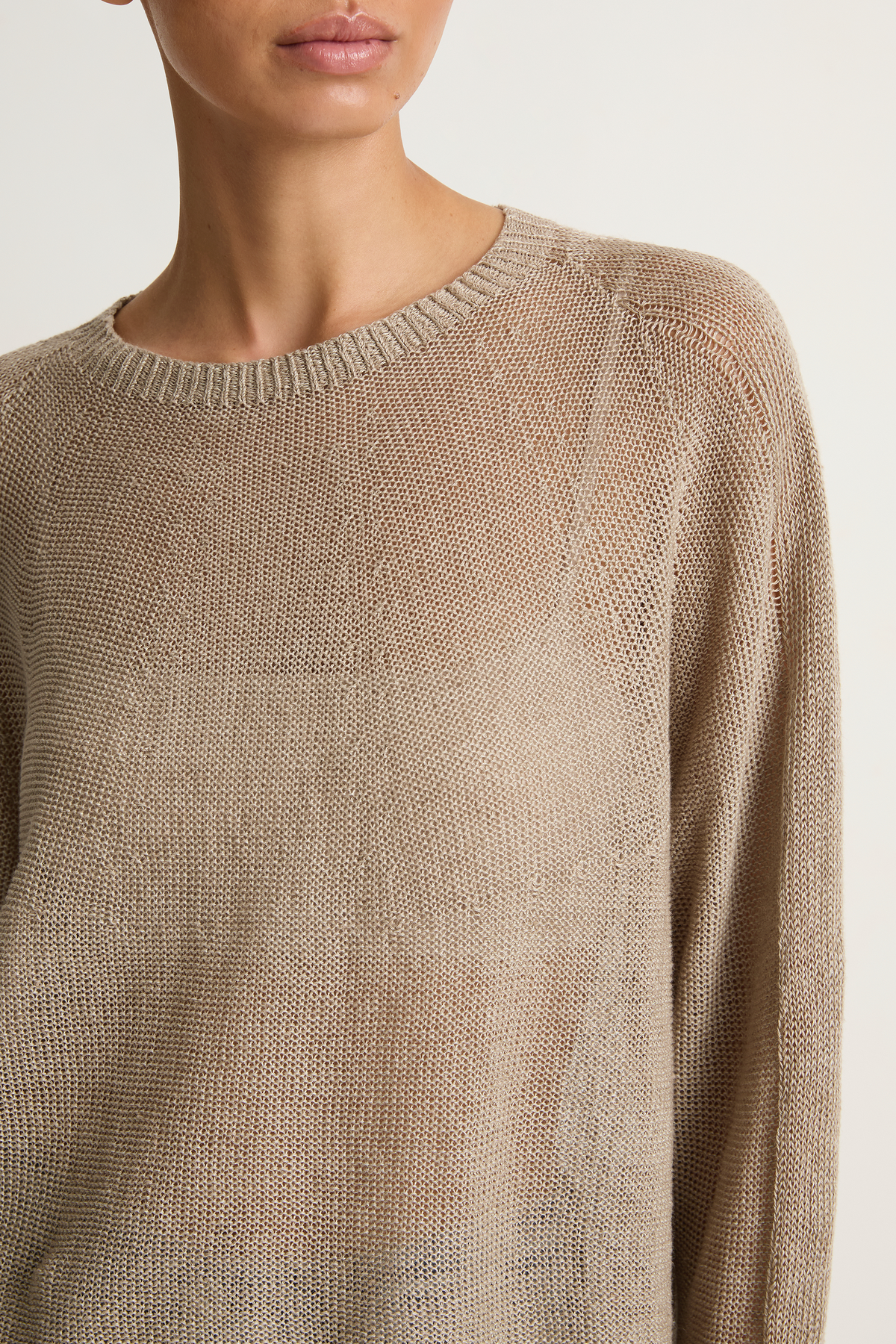 Pas De Calais Normandy Linen Crew Neck Pullover - Natural