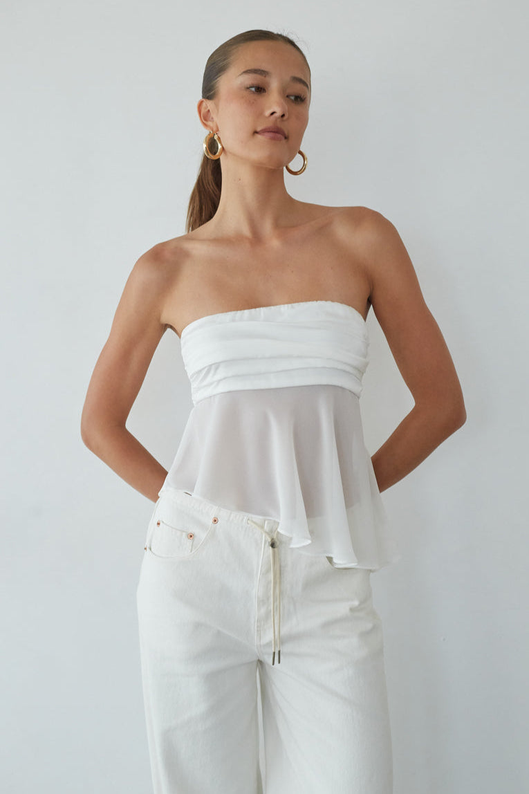 Sharlene Asymmetrical Sheer Top