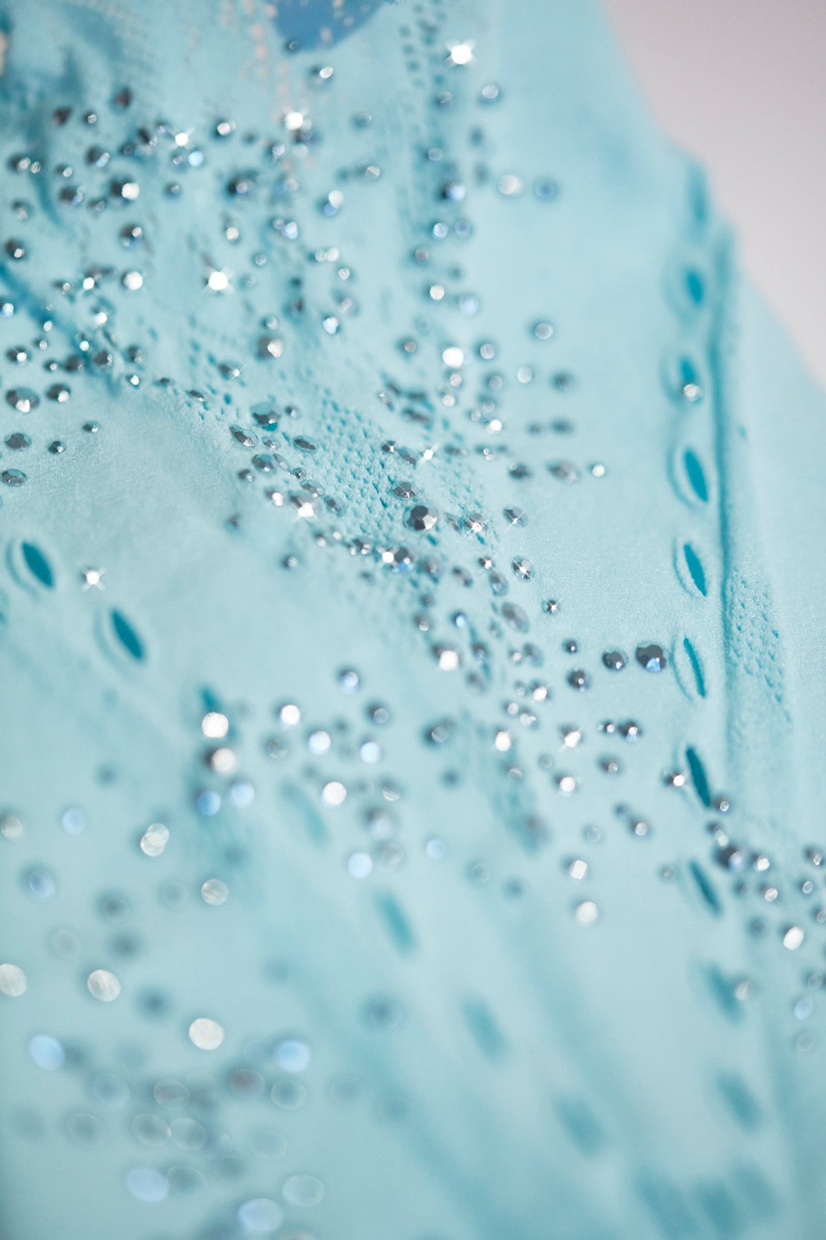 Petite Embellished Mid-Rise Flared Trousers in Ice Blue