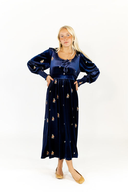 Alysha Velvet Embroidered Dress