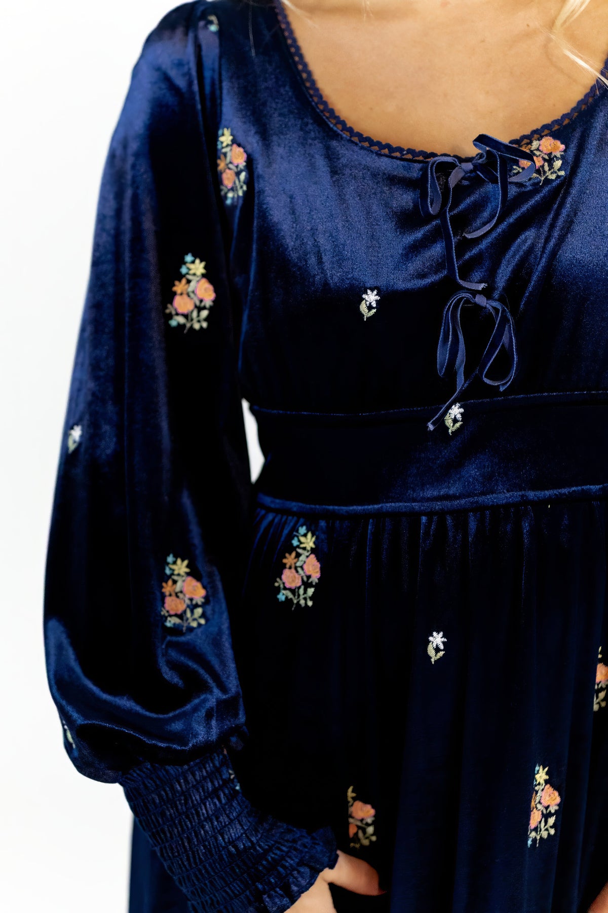 Alysha Velvet Embroidered Dress