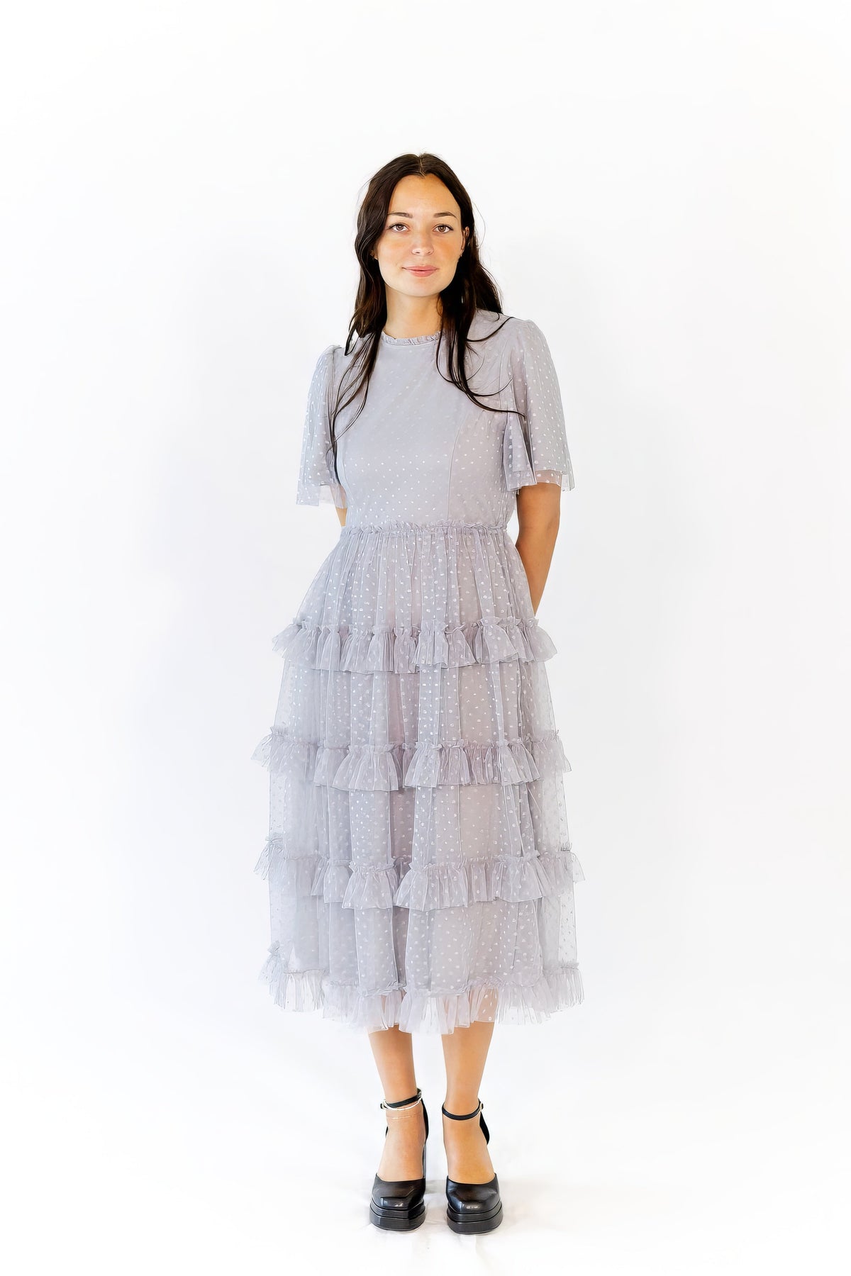 Shannon Tiered Ruffle Skirt Midi Dress