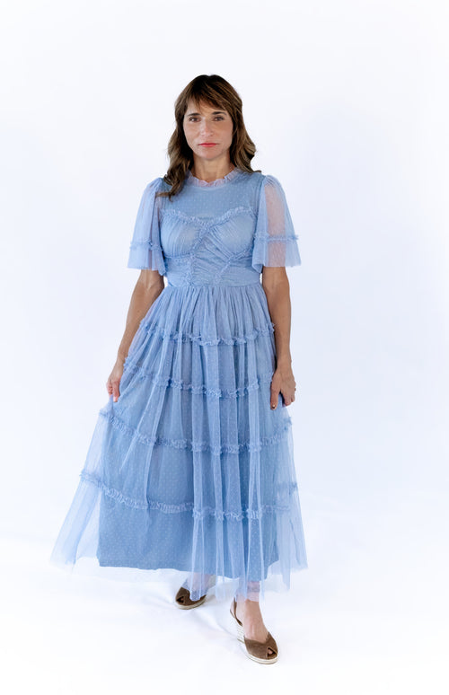 Georgina Mesh Dress · Dusty Blue