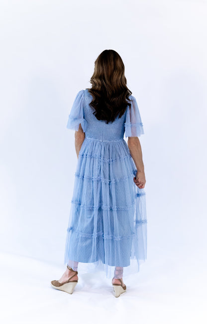 Georgina Mesh Dress · Dusty Blue