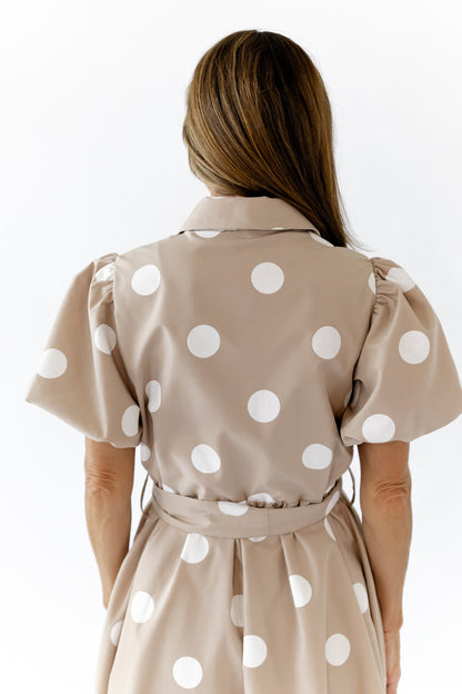 Bayside Polka Dot Dress · Taupe